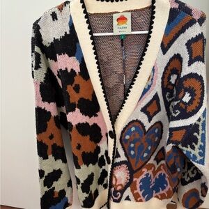 FARM Rio Women's Multicolor Heart Pattern Cardigan